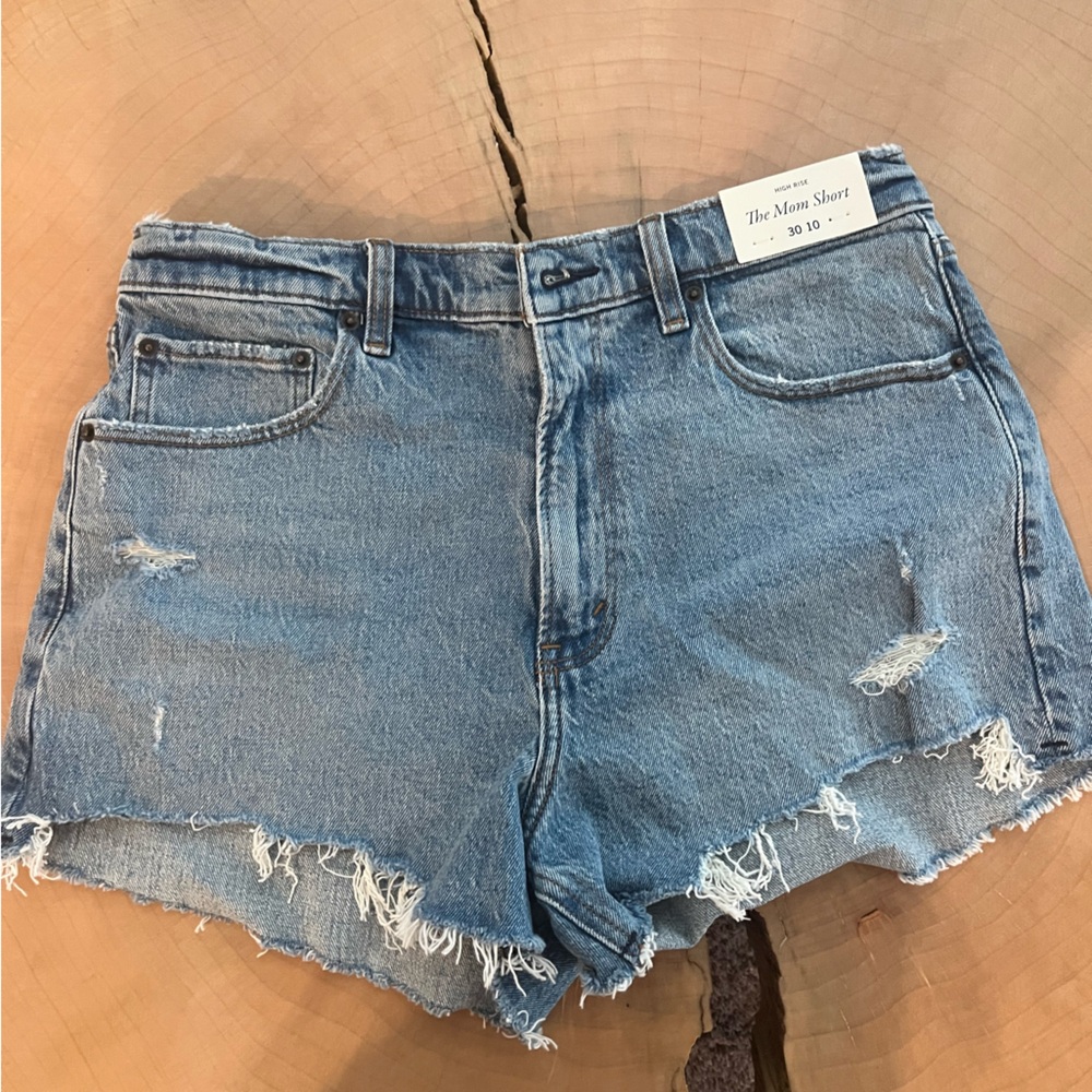 Abercrombie & Fitch Blue Jean Shorts Distressed Raw-Edge
